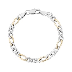 A.R.Z Stainless Steel Two Tone Figaro Link Bracelet