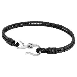 Zeades Cape Cod Black Woven Leather & Stainless Steal Bracelet