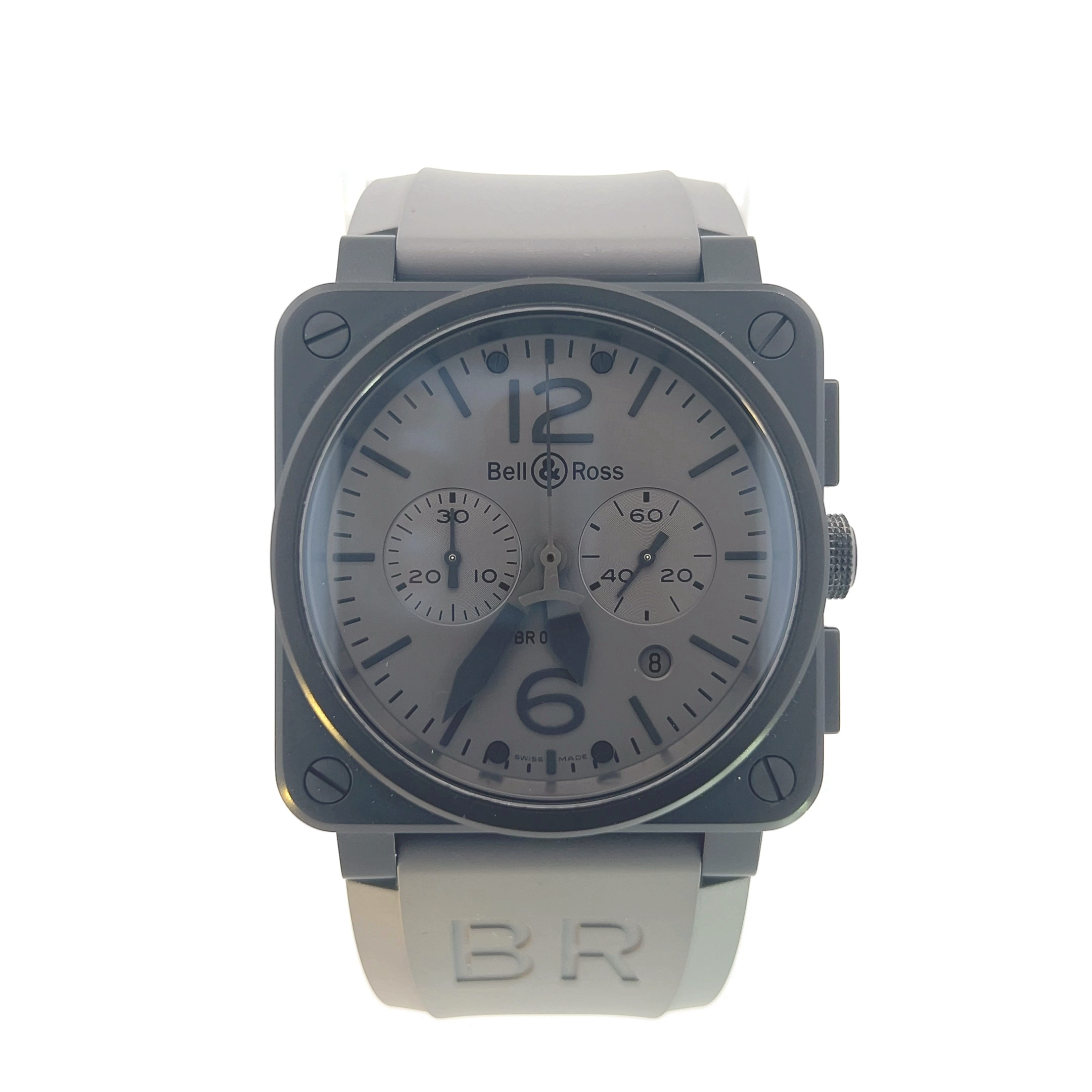 Pre Owned Bell Ross BR03 Commando Chronograph Black PVD Stainless Steel Watch Bellagio Jewellers