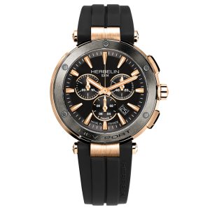 Herbelin Newport Chrono Two-Tone Rose/ Black Stainless Steel Watch