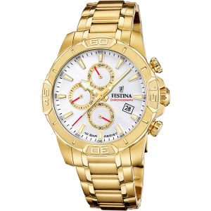 Festina Timeless Chronograph White Dial Gold Stainless Steel Watch