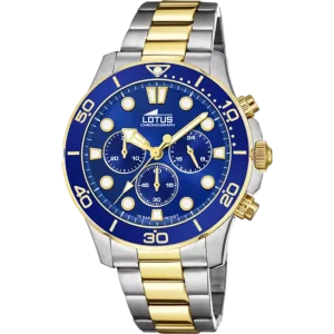 Lotus Excellent GTS Chrono Blue Dial Two Tone Stainless Steel Watch