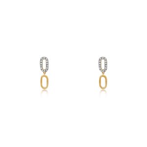 9ct Yellow Gold Claw Set Diamond Paperclip Piccola Earrings