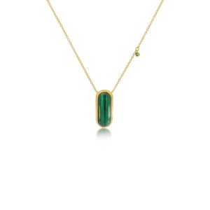 9ct Yellow Gold Emerald & Malachite Piccola Necklace