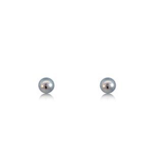18ct White Gold Grey Salt Water Pearl Stud Earrings