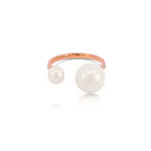 18ct Rose Gold Fresh Water Pearl Split Band Ring