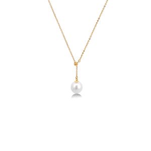 18ct Yellow Gold Fresh Water Pearl Chain Drop Necklace