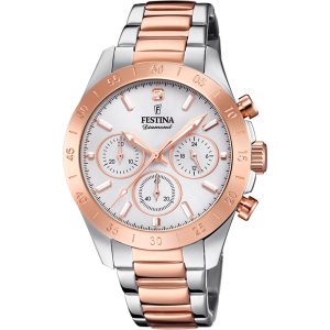 Festina Boyfriend Silver Dial Two Tone Stainless Steel Watch