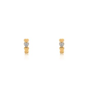 9ct Yellow Gold Claw Set Round Diamond Heart Huggie Piccola Earrings