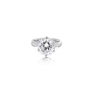 18ct White Gold 6 Claw Round Diamond Solitaire Ring