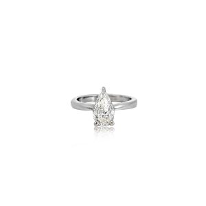 18ct White Gold Claw Set Pear Diamond Solitaire Ring