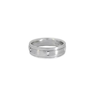 Channel Set Diamond Brushed & Polished Finished Comfy Fit 6mm Gents Legend Band