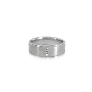 Channel Set Diamonds Brushed & Polished Comfy Fit 6mm Gents Legend Band