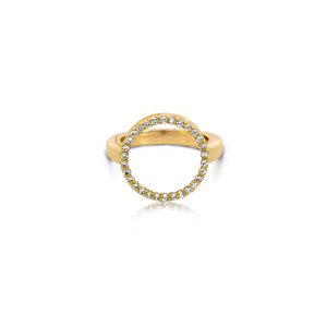 14ct Yellow Gold Claw Set Diamond & Interchangeable Mother of Pearl Aura Ring