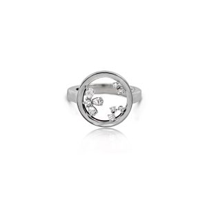 14ct White Gold Claw Set Diamond & Interchangeable Mother of Pearl Aura Ring