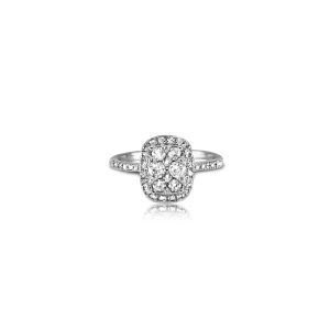 9ct White Gold Claw Set Cluster Diamond Ring