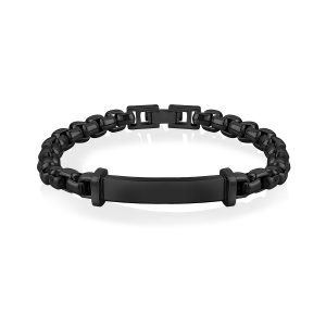A.R.Z Stainless Steel Box Link ID Bracelet