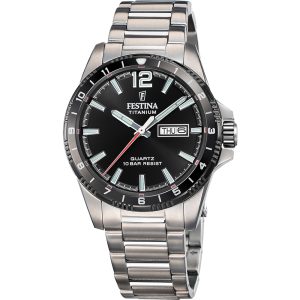 Festina Titanium Black Dial Stainless Steel Watch