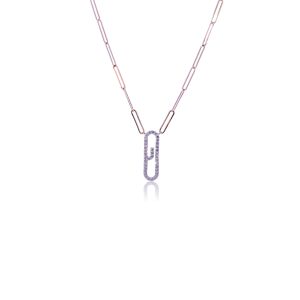 9ct Yellow Gold Claw Set Round Diamond Paper Clip Charm Piccola Necklace