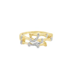 9ct Yellow Gold Diamond Multi Band Bamboo Design Piccola Ring