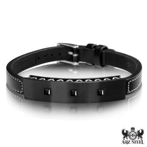 A.R.Z Stainless Steel Leather Bracelet