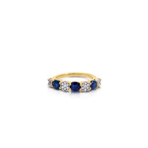 9ct Yellow Gold Claw Set Diamond & Sapphire Bayede Eternity Band