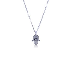 A.R.Z Stainless Steel White Hamsa Pendant