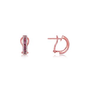 18ct Rose Gold Claw Set Diamond & Ruby Huggie Bayede Earrings