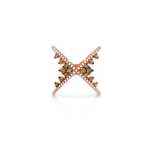 14ct Rose Gold Claw Set Cognac & Diamond  Dolce Vita Ring