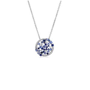 14ct White Gold Fancy Sapphire & Diamond Dolce Vita Pendant