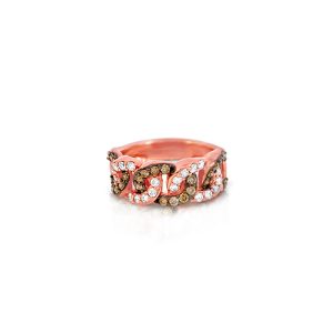 14ct Rose Gold Claw Set Cognac & Diamond  Dolce Vita Link Design Ring