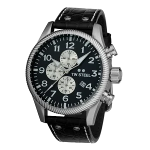 TW Steel Volante Black Dial Chronograph Stainless Steel Watch