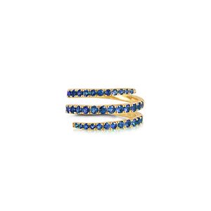18ct Yellow Gold Claw Set Blue Sapphire Spiral Bayede Band