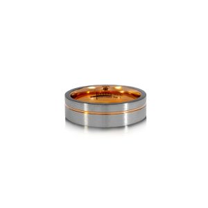 Silver Zirconium & Rose Groove 8mm Bellagio Legend Band