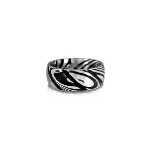 Damascus Steel  Print 8mm Bellagio Legend Band