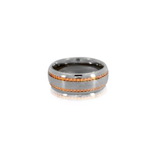 Silver Zirconium & Rose Groove 8mm Bellagio Legend Band