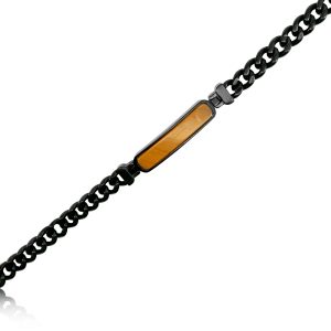 Legend Black PVD Stainless Steel Tigers Eye Inlay ID Bracelet