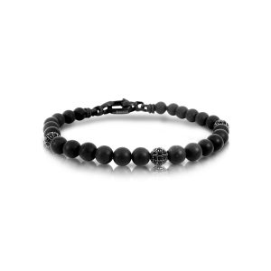 Legend Matt Black Onyx Bead with Stainless Steel Clasp Bracelet