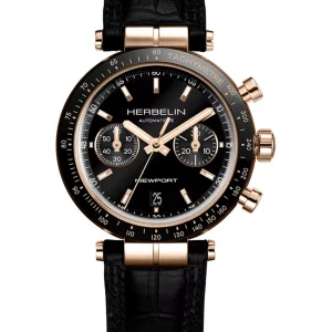 Herbelin Limited Edition Newport Chrono Black Dial Two-Tone Stainless Steel Watch