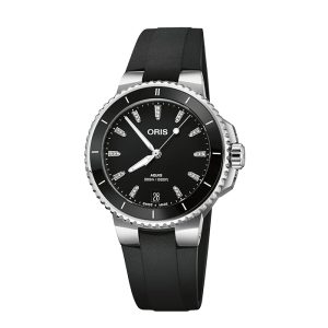 Oris Aquis Date Diamonds Black Dial Stainless Steel Watch