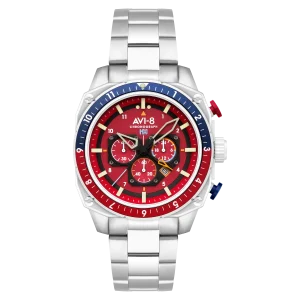 AVI-8 Hawker Hunter - Atlas Red/Blue Stainless Steel Watch