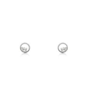 9ct White Gold Claw Set Diamond Round Shape Bellagio Piccola Earrings