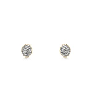 9ct Yellow Gold Pave Set Diamond Wavy Oval Bellagio Piccola Stud Earrings
