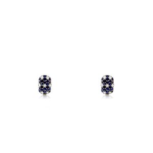 9ct White Gold Claw Set Sapphire & Diamond Oval Bellagio Bayede Stud Earrings