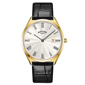 Rotary Ultra Slim Silver Dial Gold plated Stainless Steel Watch