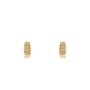 9ct Yellow Gold Claw Set Diamond Bellagio Piccola Huggie Earrings