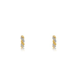 9ct Yellow Gold Claw Set Diamond Twist Bellagio Piccola Huggie Earrings