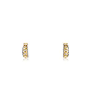 9ct Yellow Gold Claw Set Diamond Abstract Bellagio Piccola Huggie Earrings