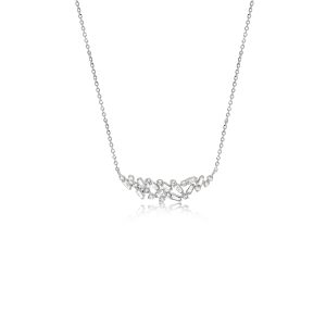 9ct White Gold Claw Set Baguette & Round Diamond Abstract Design Bellagio Piccola Necklace