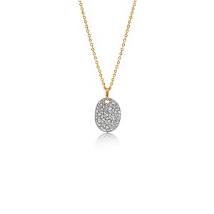 9ct Yellow Gold Pave Set Diamond Wavy Oval Bellagio Piccola Pendant
